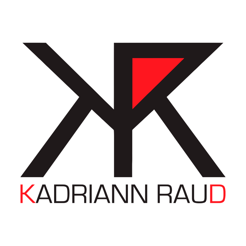 Kadriann Raud coloured logo with the bottom centre name.