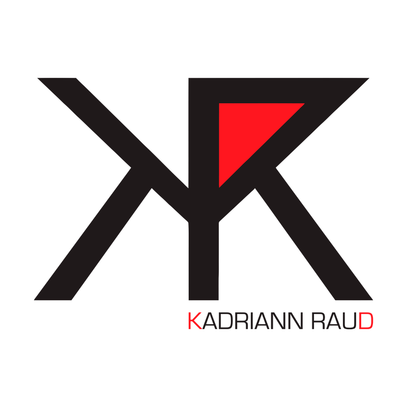 Kadriann Raud coloured logo with the bottom right name.