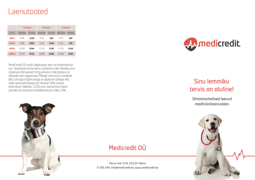 MediCredit brochure for animal clinics, outside.